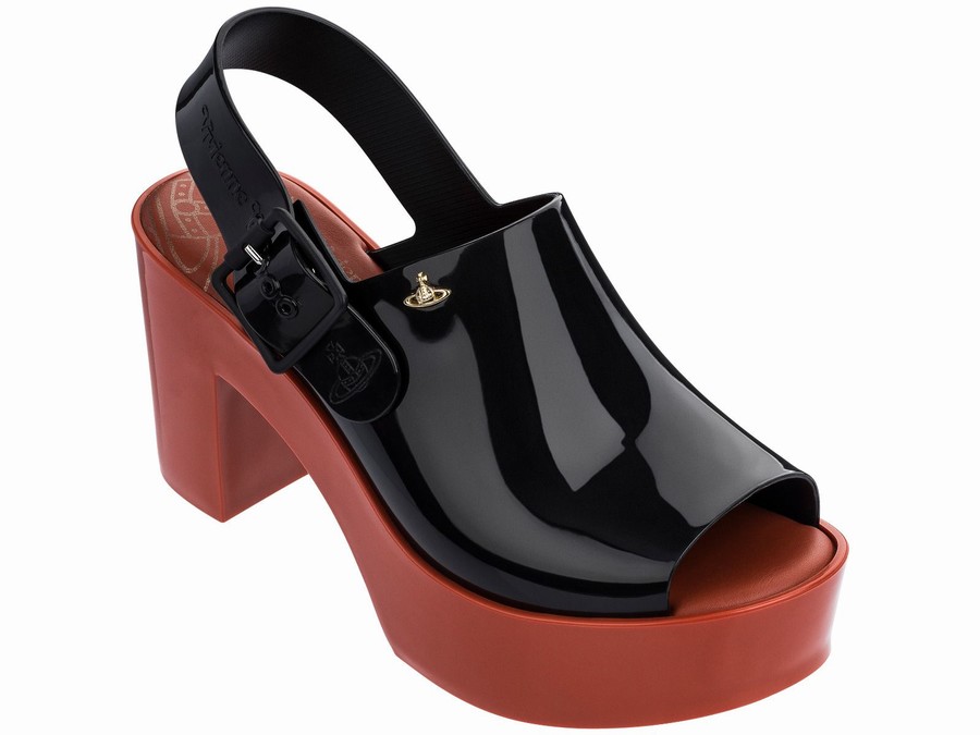 Zapatos Altos Melissa Vivienne Westwood Slingback Frost Mujer - Negras - Argentina QSW-638219